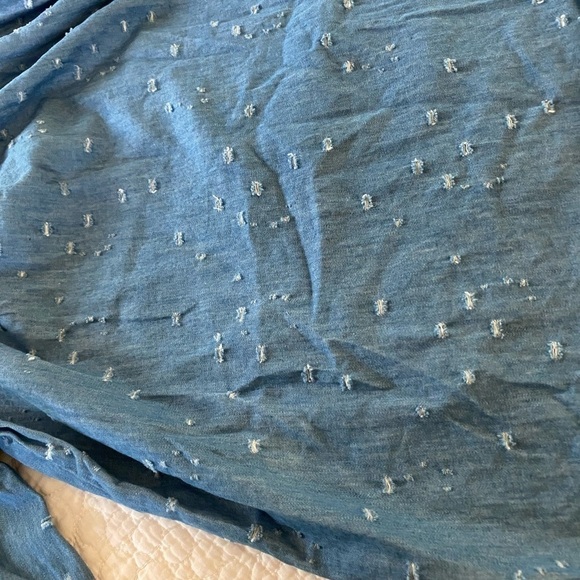 A’gace 3/4 sleeves off shoulder blouse size small in blue pre-ow 100% cotton - Picture 5 of 7